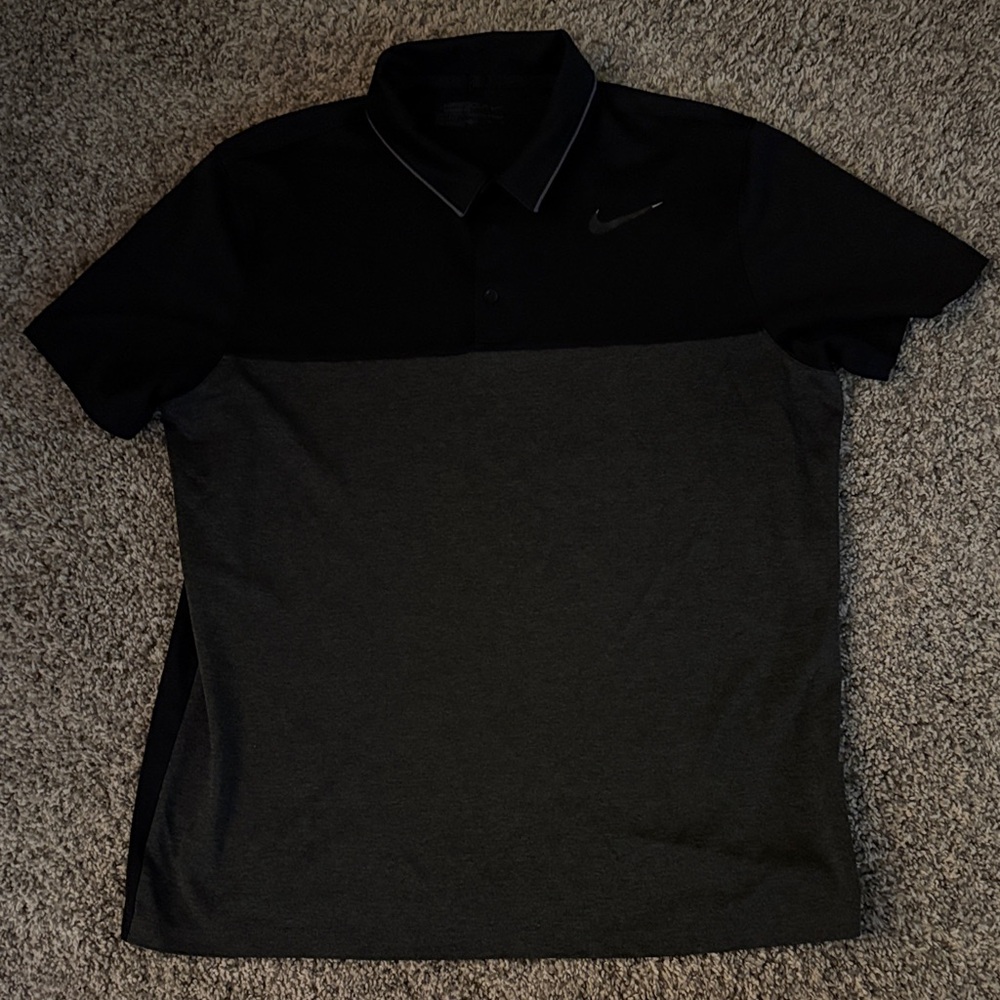 Nike Men's Black and Charcoal Two-Tone Polo Dri-Fit
